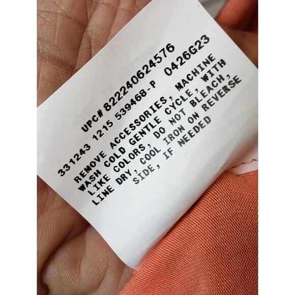 New Directions Women's Orange Floral Rayon V-Neck Long Sleeve Top Blouse Large - Picture 4 of 11